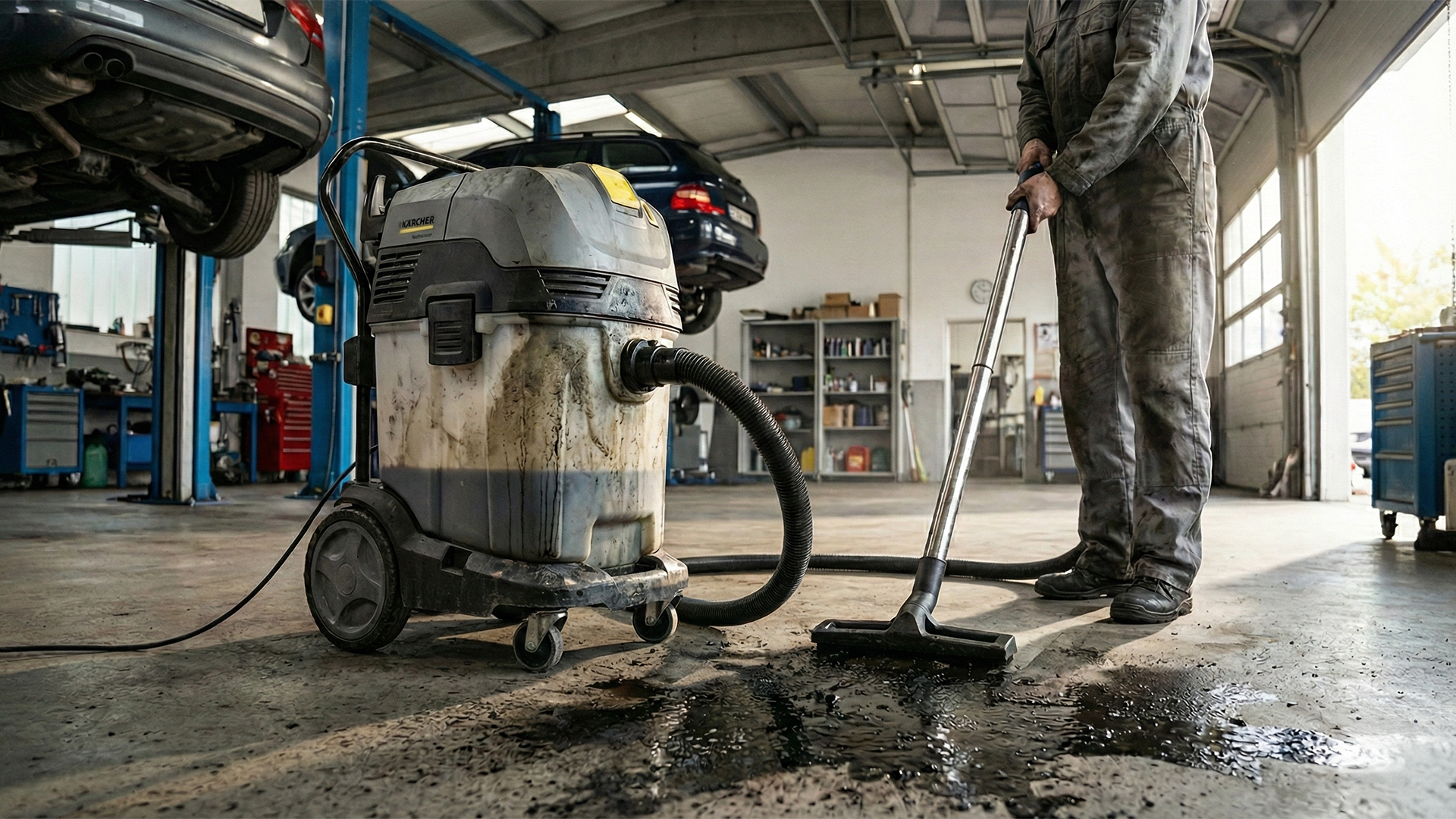 aspirateur professionnel garage huiles